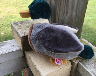 Ty Beenie Babies, Mallard Duck, 1998, VIntage, Stuffed Animal, Plushie, Retro, Beenie Baby, Antique Discoveries