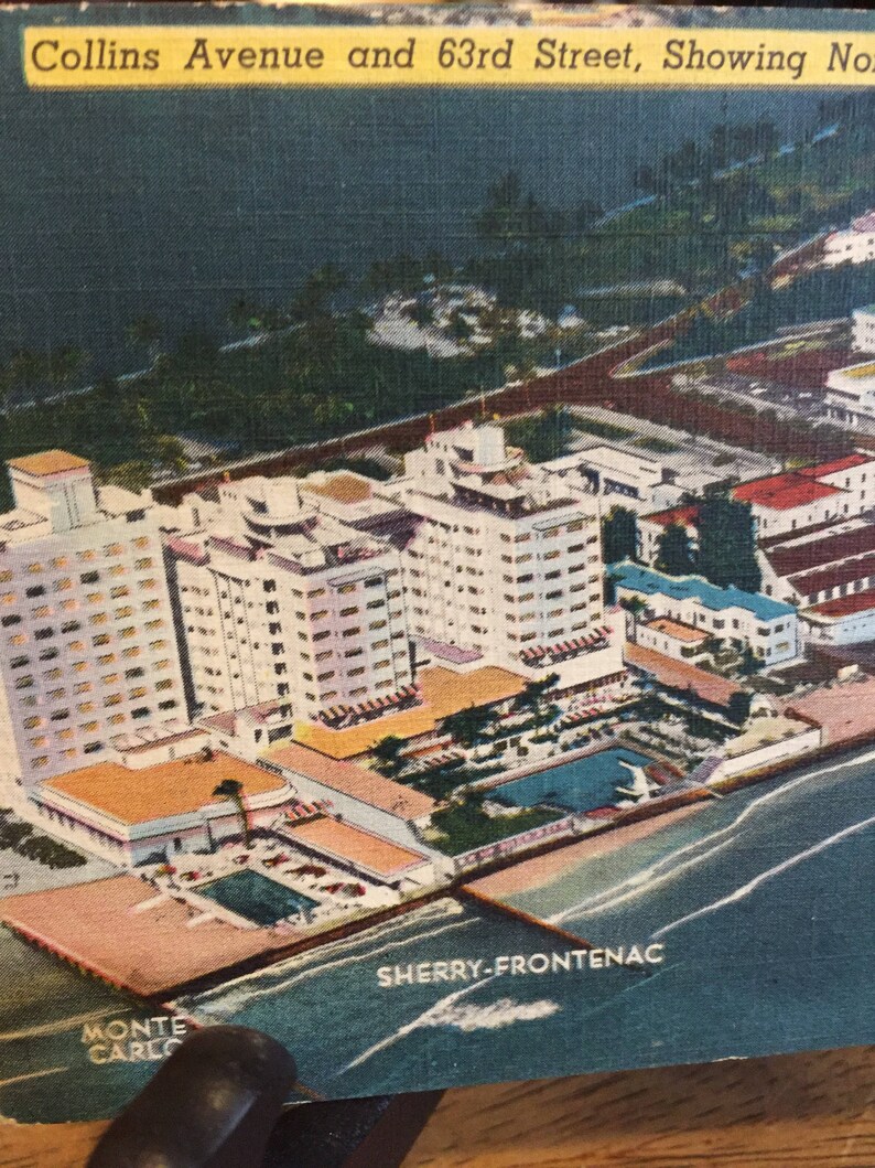 Postcard Miami Beach Vintage Normandy Isle Linen Mid Century Collins Avenue Paper Ephemera