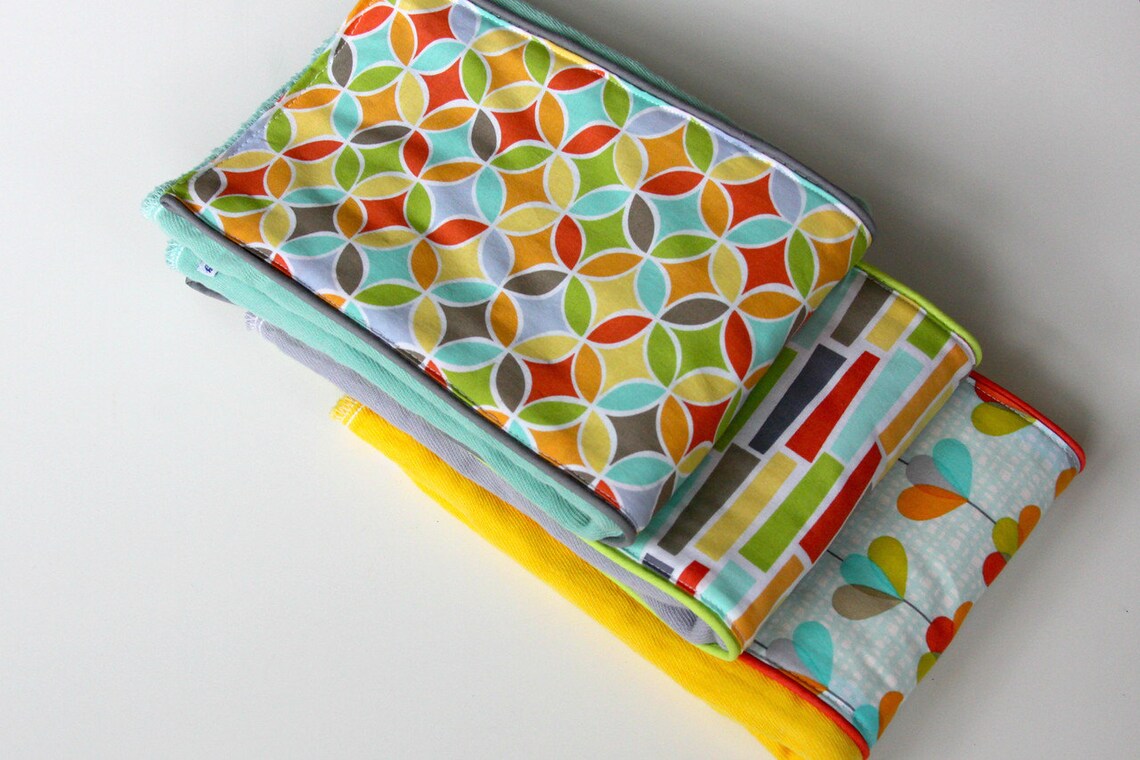 Baby Burp Cloth Set of 3 Tile Pile Hand Dyed Burp Cloths Etsy