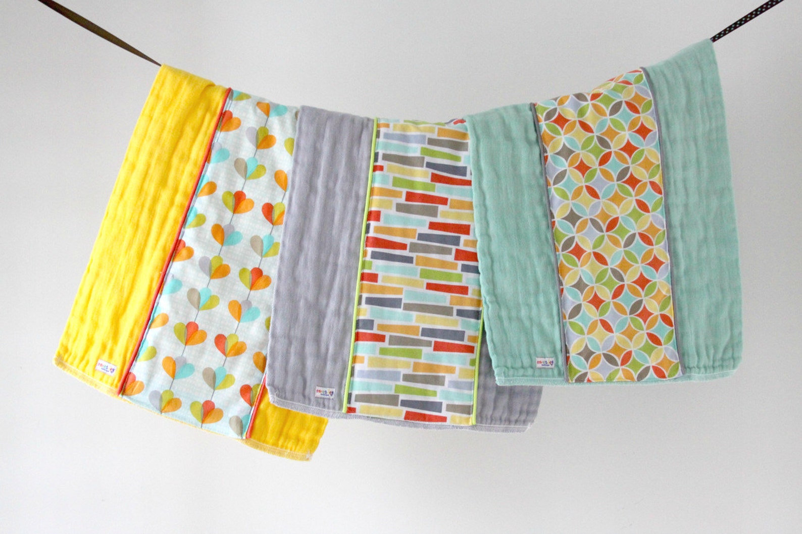 Baby Burp Cloth Set of 3 Tile Pile Hand Dyed Burp Cloths Etsy