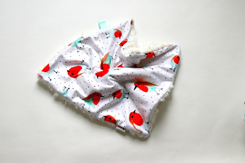 Personalized Lovey Robin Birds Baby Blanket Dream Lovie Security Blanket Mini Baby Blanket.Minky Lovie.Baby Shower Gift. Faux Fur Lovey