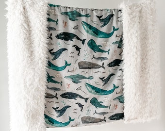 Dream Blanket. Minky Baby Blanket. Faux Fur Throw. Whale Song Blue. Crib Bedding. Custom Baby Blanket. Toddler Bedding. Unique Baby Gift