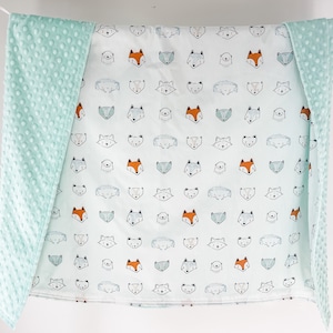 Minky Baby Blanket. Toddler Blanket. Furry Forrest Animals. Aqua Minky Blanket.  Cotton Minky Blanket. Baby Shower Gift. Monogram