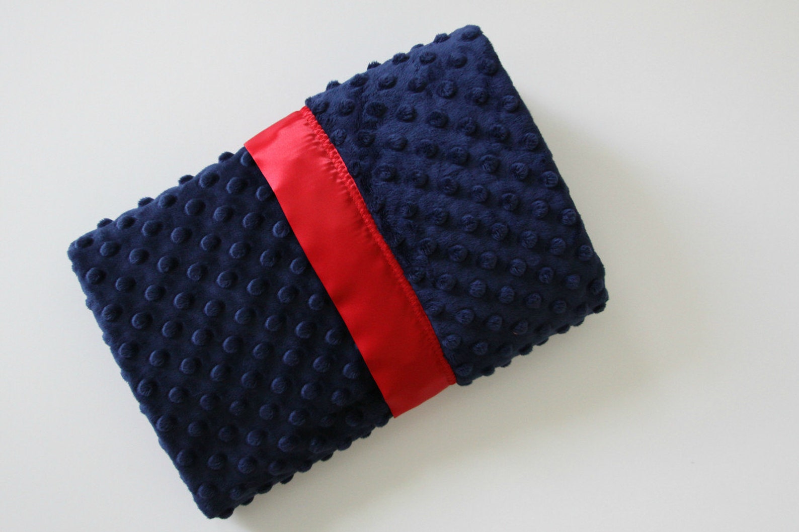 Satin Trim Blanket. Navy With Red Trim. Stroller Blanket. Cot Etsy