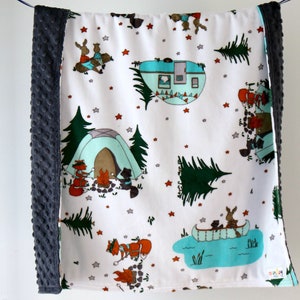 Baby Blanket Forest Camping. Baby Blanket. Minky Baby Blanket. Woodland Baby Blanket. Stroller Blanket. Carseat Blanket