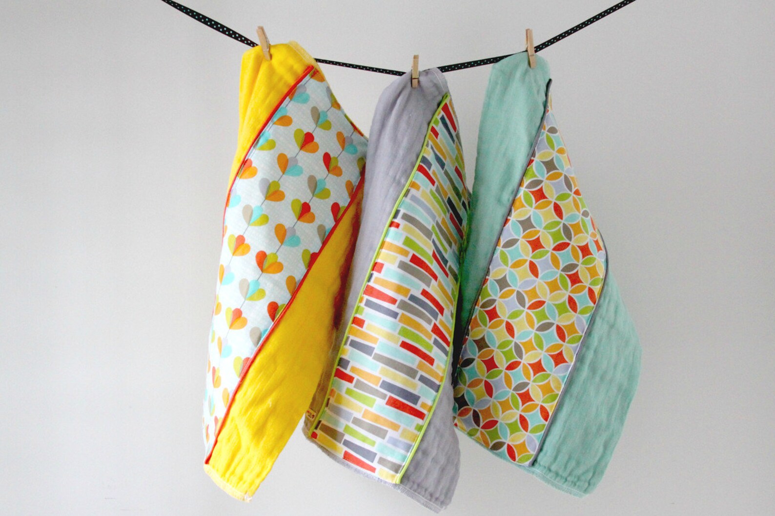 Baby Burp Cloth Set of 3 Tile Pile Hand Dyed Burp Cloths Etsy