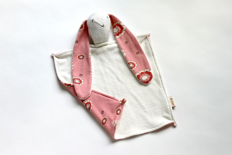 Personalized Lovie Baby Essentials. Mini Baby Blanket Organic Lovey Security Blanket Pink Floral Animal Lovie Bunny Lovey