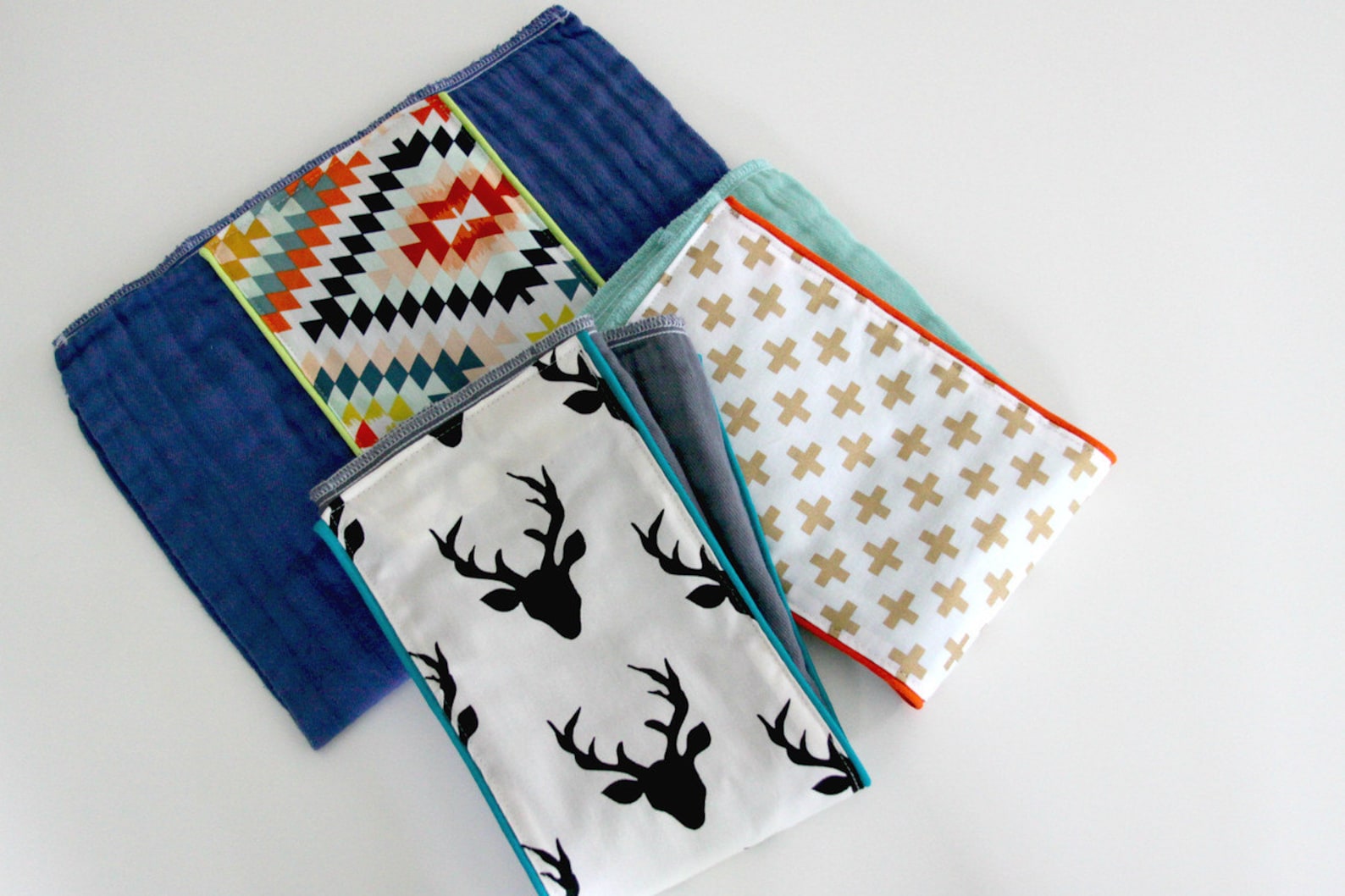 Baby Burp Cloth Set of 3 Buckhead Colorful Kilim Hand Dyed Etsy