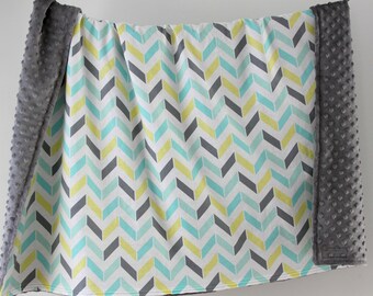 Minky Baby Blanket. Toddler Cot Blanket. Aqua Yellow Chevron. Grey Minky Blanket. Monogram Blanket. Cotton Minky Blanket. Baby Shower Gift