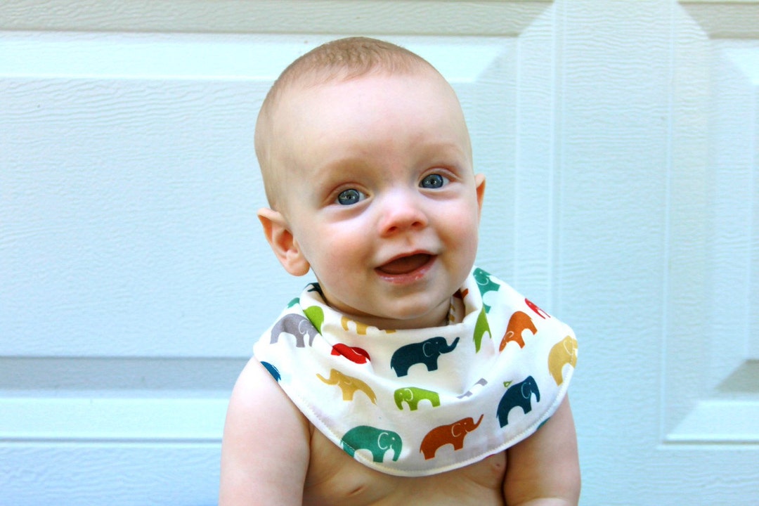 Organic Baby Drool Bib Colorful Elephants Organic Baby Bib Etsy