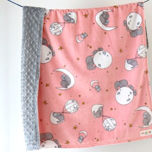Baby Blanket Pink Moon Elephants. Baby Blanket. Minky Baby Blanket. Pink Baby Blanket. Stroller Blanket. Carseat Blanket