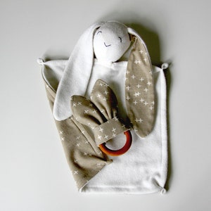Organic Lovey.  Bunny Lovey. Animal Lovie. Gray Wink. Security Blanket. Mini Baby Blanket. Personalized Lovie. Baby Essentials.