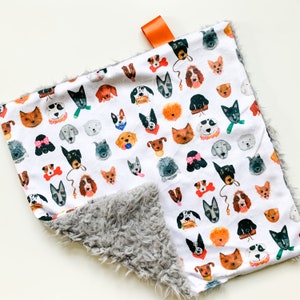 Dream Lovie. Security Blanket. Personalized Lovey. Faux Fur Lovey. Dogs. Mini Baby Blanket. Minky Lovie. Baby Shower Gift.