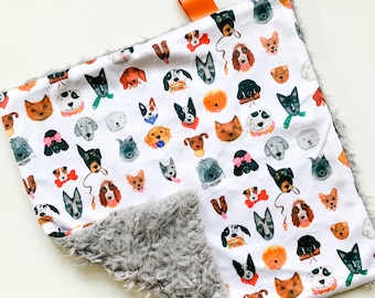 Traum-Lovie. Schmusetuch. Personalisierte Lovey. Kunstfell Lovey. Hunde. Mini Krabbeldecke. Minky Lovie. Baby-Dusche-Geschenk.