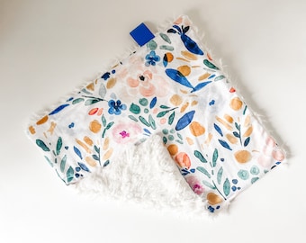 Dream Lovie. Security Blanket. Personalized Lovey. Faux Fur Lovey. Sierra Floral. Mini Baby Blanket. Minky Lovie. Baby Shower Gift.