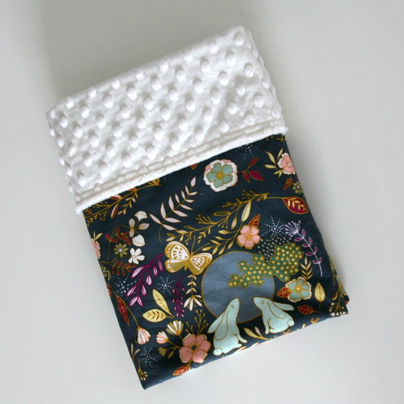 Minky Baby Blanket. Toddler Cot Blanket. Moon Stories Bunnies Etsy