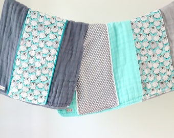 Baby Burp Cloth Gift Set of 3, Aqua Sheep B-370