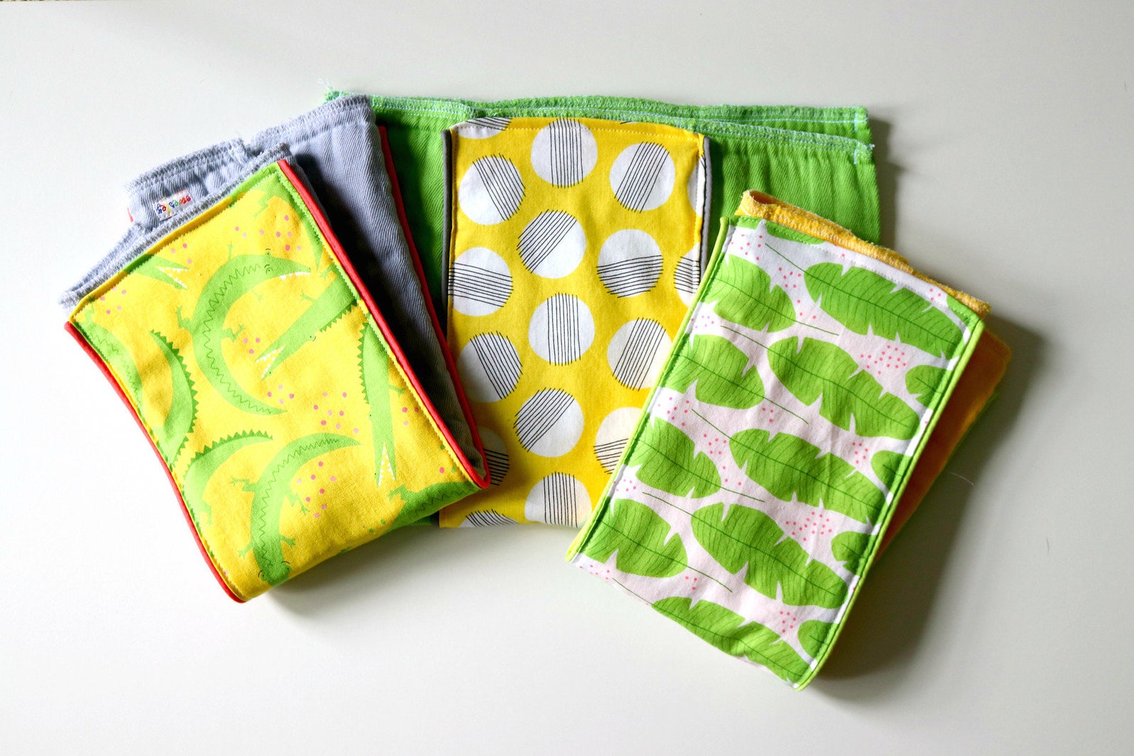 Baby Burp Cloth Set of 3 Alligator Chomp Yellow Hand Dyed Etsy