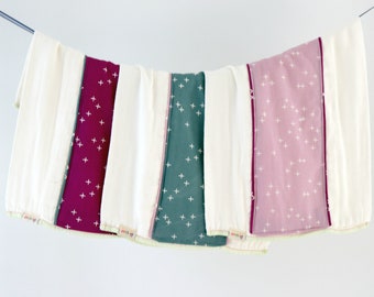 Organic Burp Cloth Set of 3. Purple and Gray Wink. Organic Baby Burp Cloths, Newborn Baby Gift, Baby Shower Gift, Burp Rag, Baby Essentials