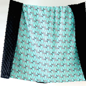 Minky Baby Blanket. Toddler Cot Blanket. Aqua Zebra Baby Blanket. Black Minky Blanket. Monogram. Cotton Minky Blanket. Baby Shower Gift