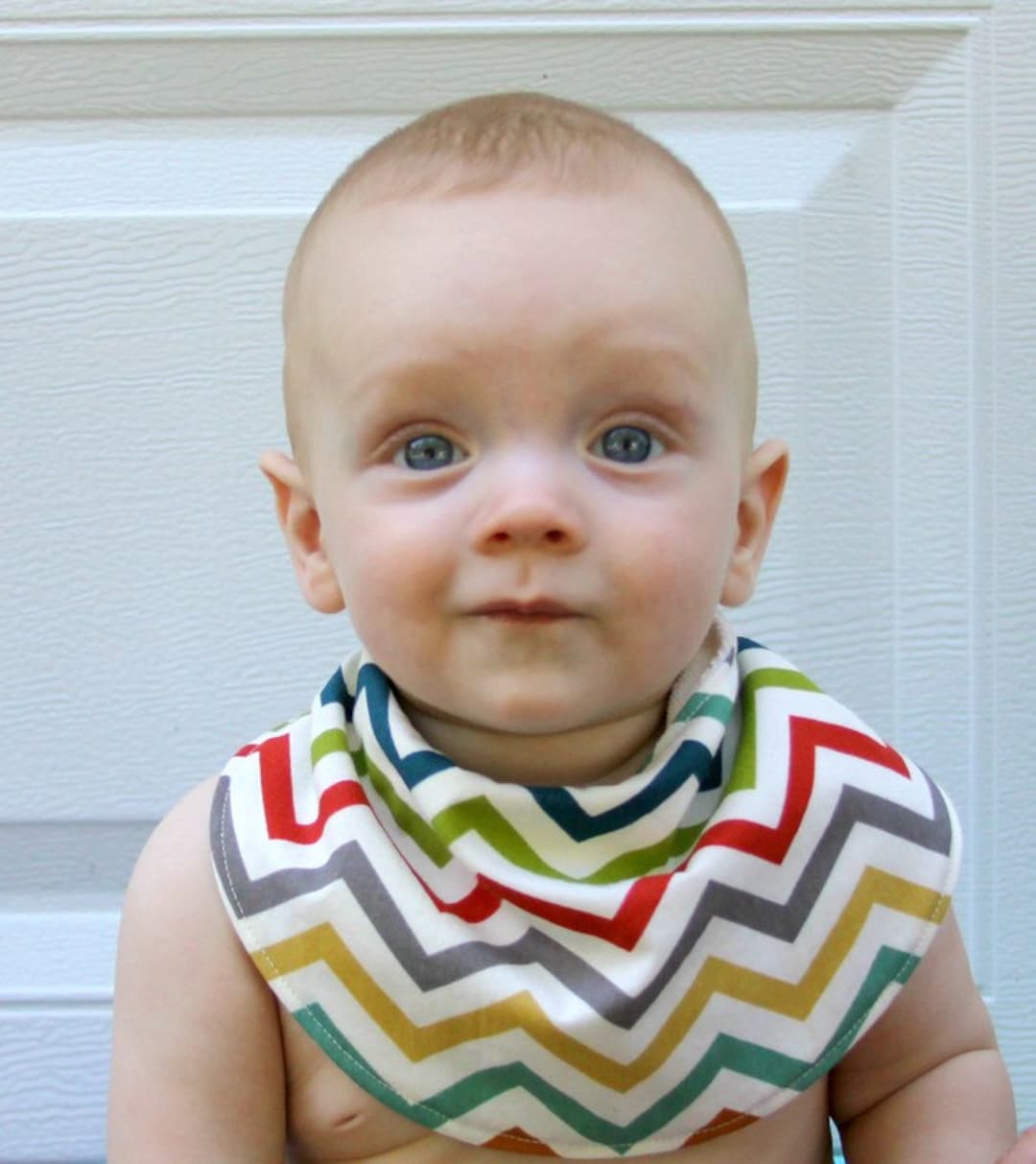 Organic Baby Drool Bib, Colorful Chevron, Organic Baby Bib, Organic