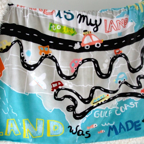 Dream Blanket. Minky Baby Blanket. Faux Fur Throw. Land is Your Land. shops Crib Bedding. Custom Baby Blanket. Toddler Bedding. Unique Baby Gift.