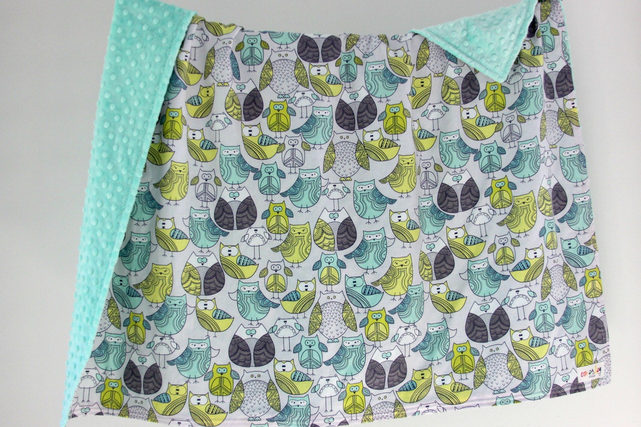 Minky Baby Blanket. Toddler Cot Blanket. Owl Baby Blanket. Cotton Minky Blanket. Baby Shower Gift. M