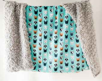 Dream Blanket. Minky Baby Blanket. Faux Fur Throw. French Bulldogs. Crib Bedding. Custom Baby Blanket. Toddler Bedding. Unique Baby Gift.