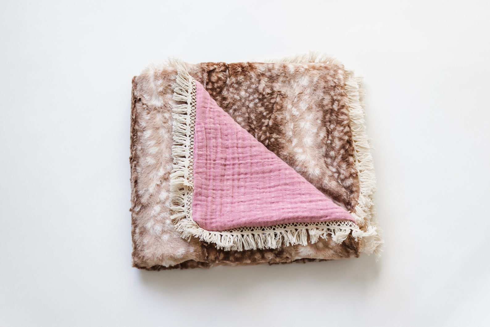 Baby Blanket Fawn Fringe Fringe Blanket Faux Fur Baby Etsy