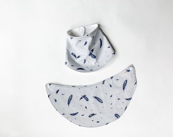 Organic Baby Drool Bib, Navy Blue Feathers, Organic Baby Bib, Organic Bibs, Dribble Bib, Baby Bandana Bib, Baby Essentials, Baby Shower Gift