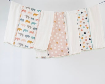 Organic Burp Cloth Set of 3. Pink Ellie Elephants. Organic Baby Burp Cloths, Newborn Baby Gift, Baby Shower Gift, Burp Rag, Baby Essentials
