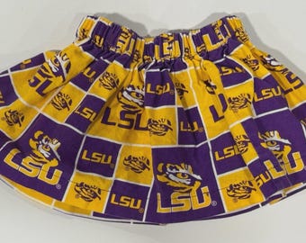 LSU Tigers Infant Gameday Purple and Gold Checkered Cotton Skirt 12m