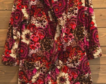 Vera Bradley Rosewood Floral Fleece Hooded Robe S/M