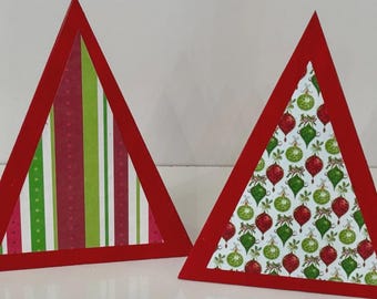 Set of 2 Handcrafted Wooden Christmas Trees Reclaimed Wood Christmas Decor