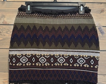 Women’s California Moonrise Crocheted Suede Skirt XS NWT