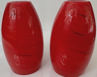 Juego de 2 pantallas colgantes de cristal artístico con remolinos rojos