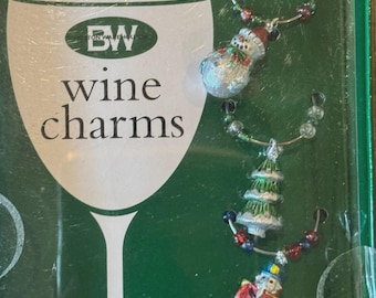 Boston Warehouse Heirloom Mini Christmas Ornament Wine Charms A Set of Six NIB