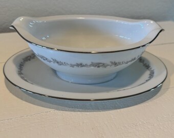 Noritake *Crestmont" Gravy Boat with Attached Liner Plate *#6013*