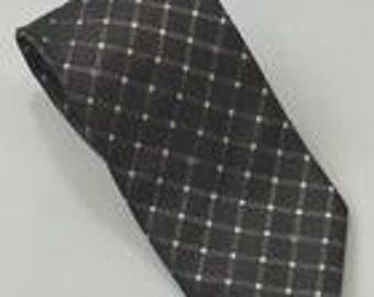 Vintage Burberry Geometric Check Monogram Silk Tie 000551