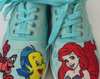Disney Little Mermaid Sneakers Ariel Sabastian Flounder Women's Size 8