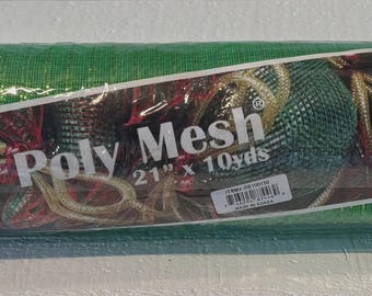 21" Poly Deco Mesh Metallic Lime Green NEW