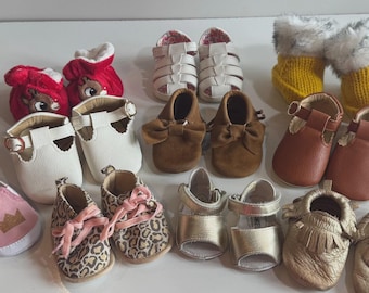 Lot of 10 pairs of Baby girl shoes 0M-Size 3