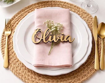 Personalized Wooden Name Place Cards | Custom Wood Name Plates | Wedding Place Settings | Party Table Decor