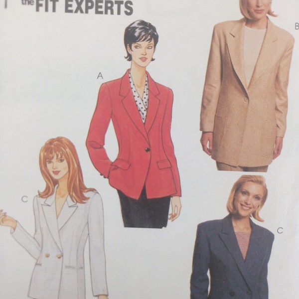 Misses' Lined JACKET-BLAZER-2 Views-McCall's Sewing Pattern #8638-Size: 12-Uncut-Hip-Length Jacket-Single or Double-breasted-Palmer/Pletsch