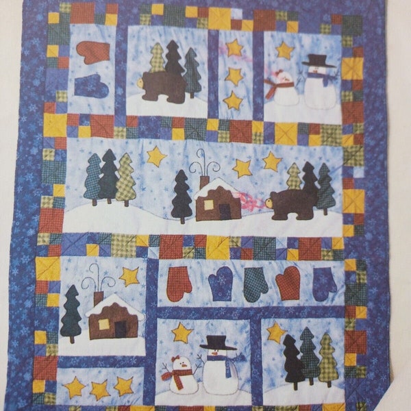 Quilt-Mantle Cover-Pillows-Christmas Stockings-McCall's Craft Sewing Pattern #2443-Uncut-Winter Scenes-Full-sized Quilt-Mittens-Snowmen-MORE