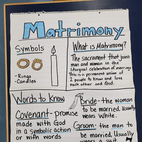 Catholic Sacraments Anchor Chart: Matrimony