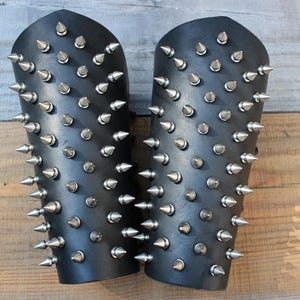 Metal Spike Leather Bracers | Gauntlet | Goth, Punk, Black Metal, Pagan, Metal, Heavy Metal, Warrior, Halloween