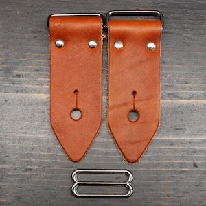 Guitar Strap Kit In 1.5 inch Wide Chestnut Brown Leather Ends - Do it Yourself - Guitar Strap Kit, Made In USA