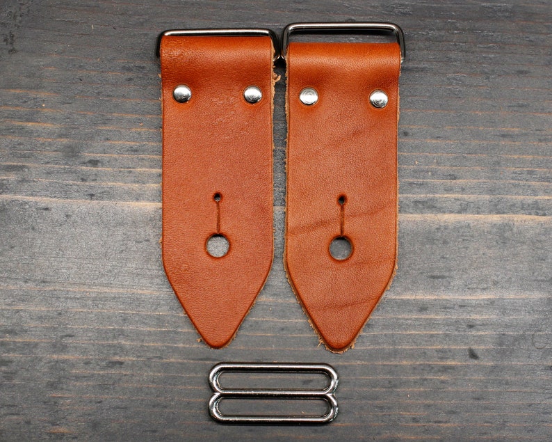 Guitar Strap Kit In 1.5 inch Wide Chestnut Brown Leather Ends - Do it Yourself - Guitar Strap Kit, Made In USA