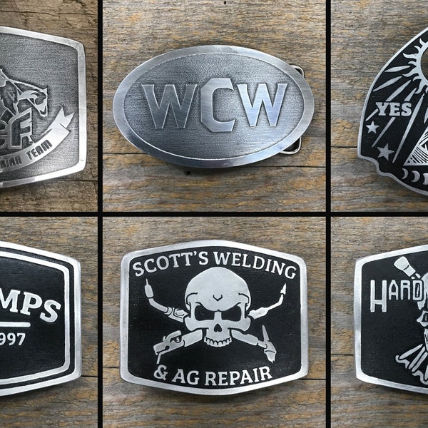 Personalized Belt Buckle With Your Unique and Custom Design, Handmade In USA. Add A Belt As Well.